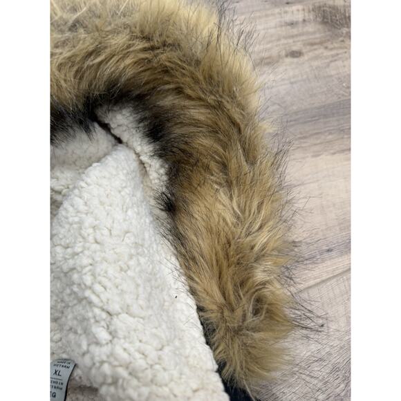 Levi's Women's Parka Jacket Size XL Faux Fur Hooded Black Coat - Picture 10 of 14